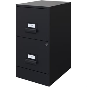 Pemberly Row 2 Drawers Vertical Black Metal Filing Cabinet Pre-assembled