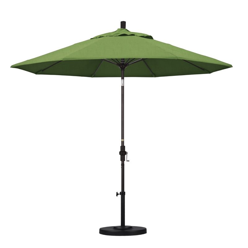 Pemberly Row Skye 9' Bronze Patio Umbrella in Sunbrella 1A Spectrum Cilantro
