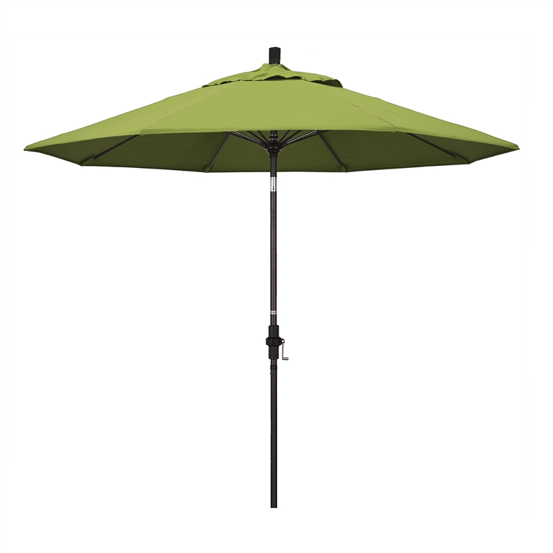 Pemberly Row Skye 9' Bronze Patio Umbrella in Sunbrella 2A Macaw