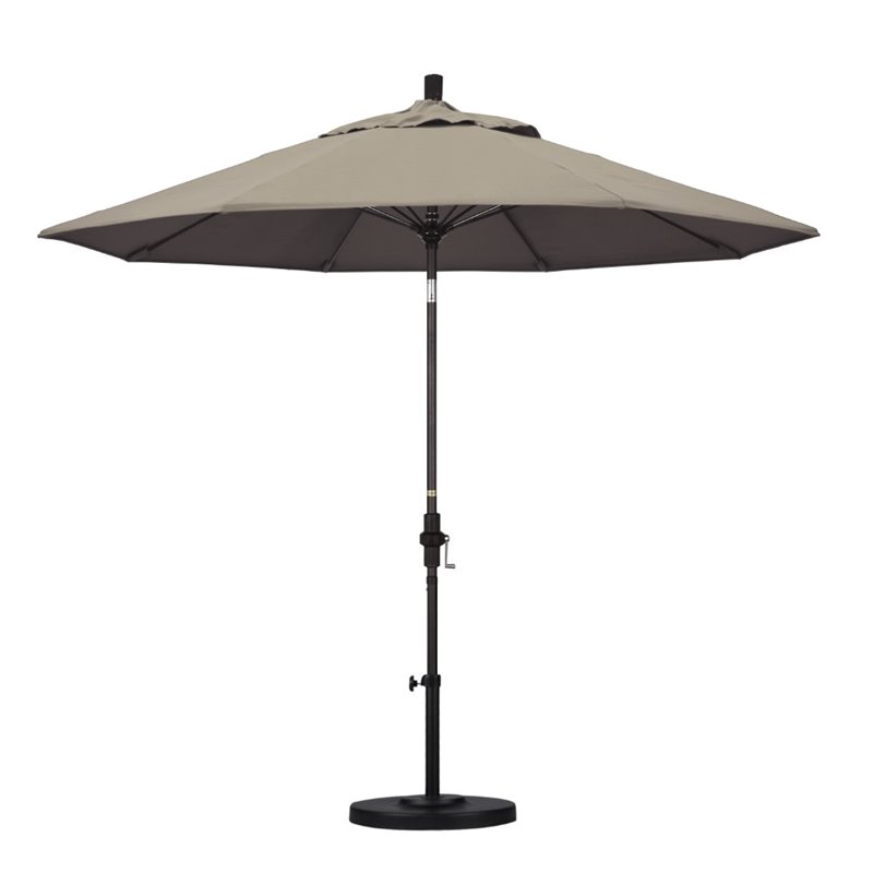 Pemberly Row Skye 9' Bronze Patio Umbrella in Sunbrella 1A Taupe