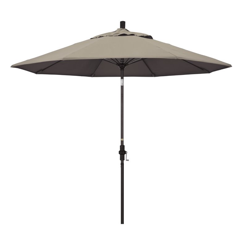 Pemberly Row Skye 9' Bronze Patio Umbrella in Sunbrella 1A Taupe