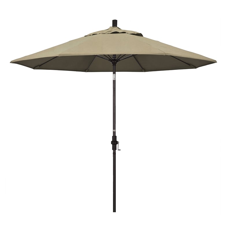 Pemberly Row Skye 9' Bronze Patio Umbrella in Sunbrella 1A Heather Beige