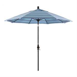 Pemberly Row Skye 9' Bronze Patio Umbrella in Sunbrella 1A Dolce Oasis