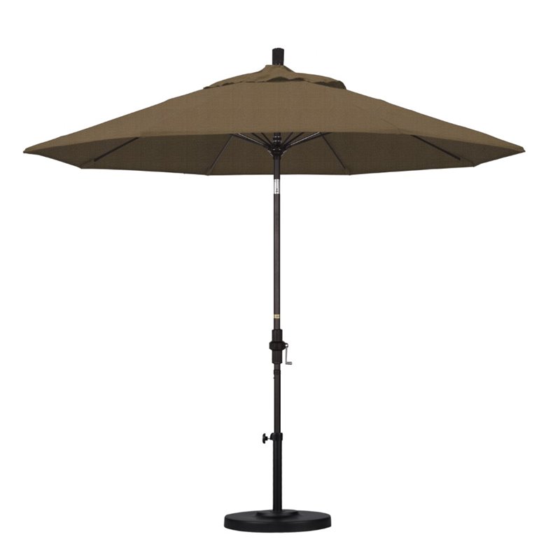 Pemberly Row Skye 9' Bronze Patio Umbrella in Sunbrella 2A Linen Sesame