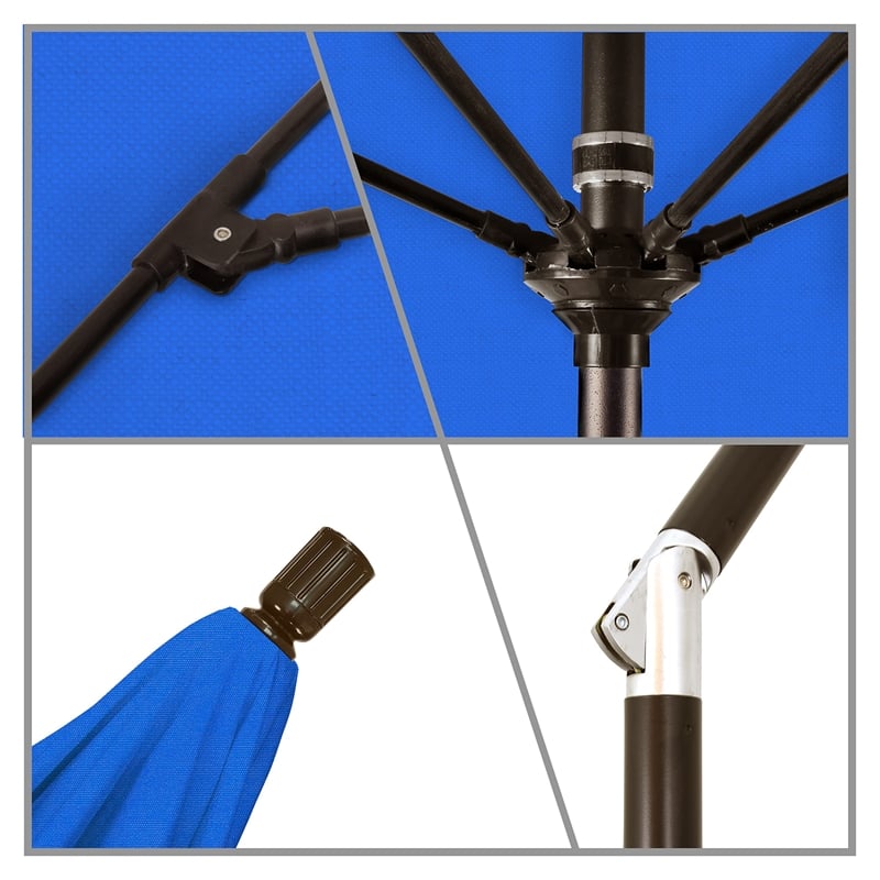 Pemberly Row Skye 9' Bronze Patio Umbrella in Olefin Royal Blue