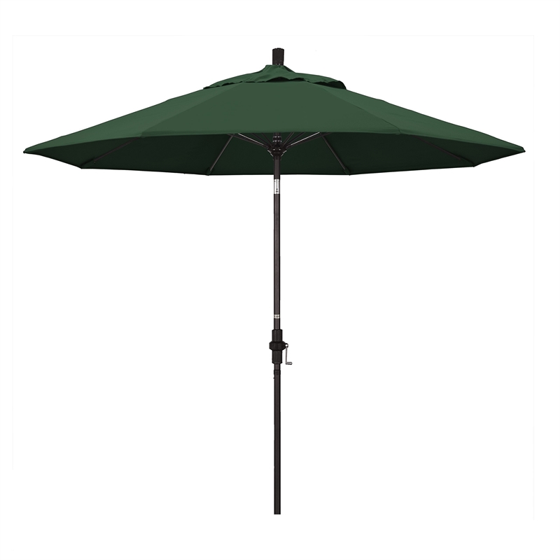 Pemberly Row Skye 9' Bronze Patio Umbrella in Olefin Hunter Green