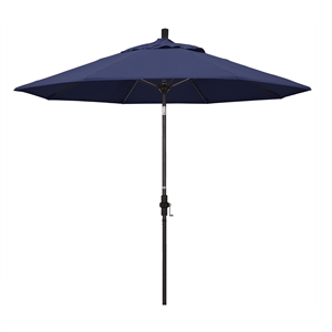 Pemberly Row Skye 9' Bronze Patio Umbrella in Olefin Navy Blue