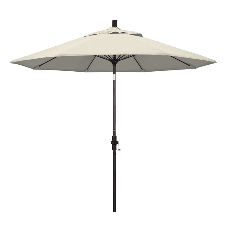 Pemberly Row Skye 9' Bronze Patio Umbrella in Olefin Antique Beige