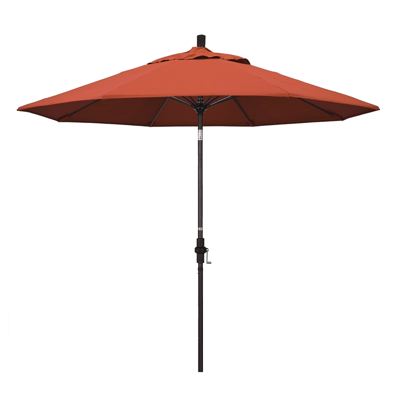 Pemberly Row Skye 9' Bronze Patio Umbrella in Olefin Sunset