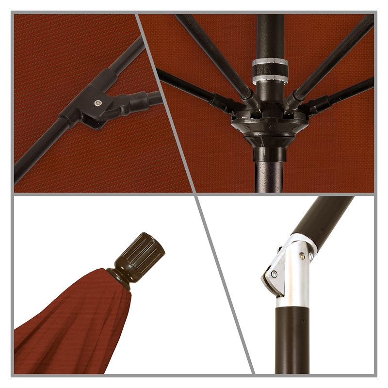 Pemberly Row Skye 9' Bronze Patio Umbrella in Olefin Terracotta