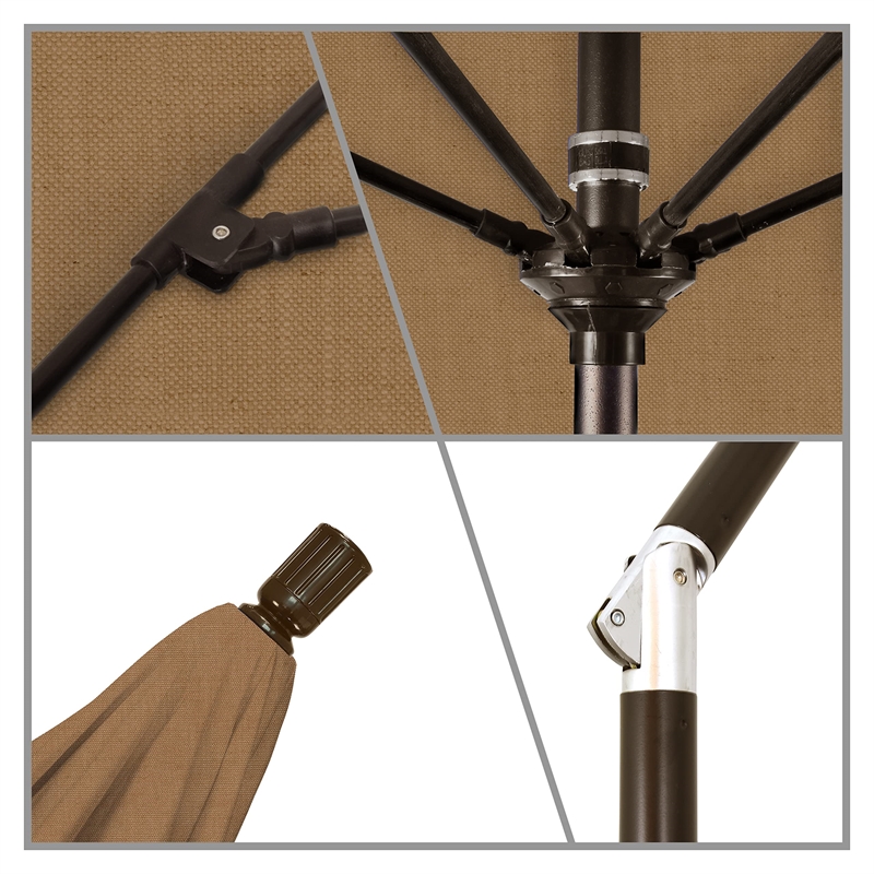 Pemberly Row Skye 9' Bronze Patio Umbrella in Olefin Straw
