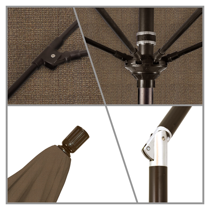 Pemberly Row Skye 9' Bronze Patio Umbrella in Olefin Woven Sesame