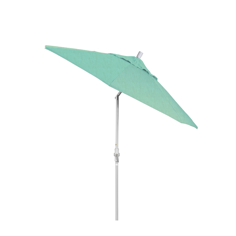 Pemberly Row Skye 9' White Patio Umbrella in Sunbrella 1A Spectrum Mist