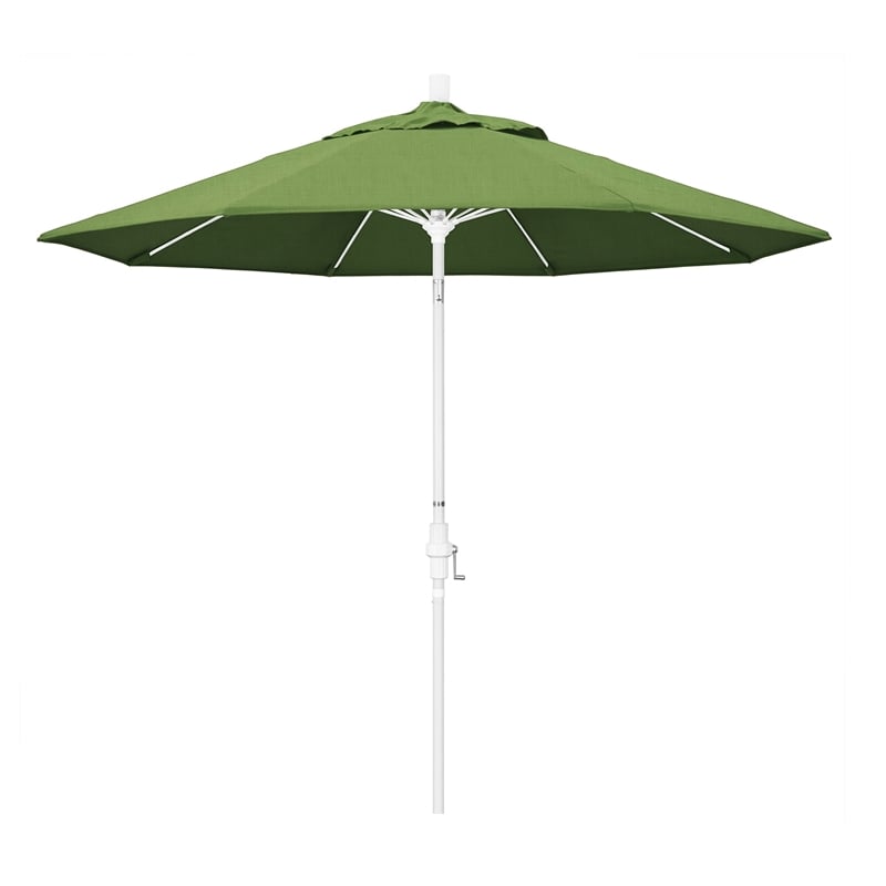 Pemberly Row Skye 9' White Patio Umbrella in Sunbrella 1A Spectrum Cilantro