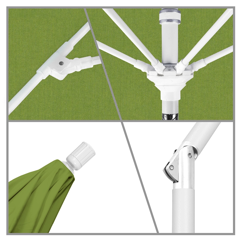 Pemberly Row Skye 9' White Patio Umbrella in Sunbrella 1A Spectrum Cilantro