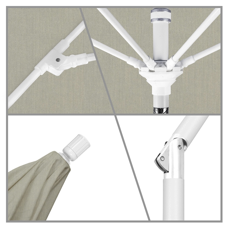 Pemberly Row Skye 9' White Patio Umbrella in Sunbrella 1A Spectrum Dove