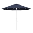 Pemberly Row Skye 9' White Patio Umbrella in Sunbrella 1A Spectrum Indigo