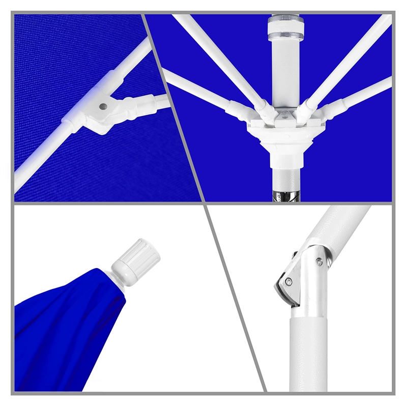 Pemberly Row Skye 9' White Patio Umbrella in Sunbrella 1A Pacific Blue