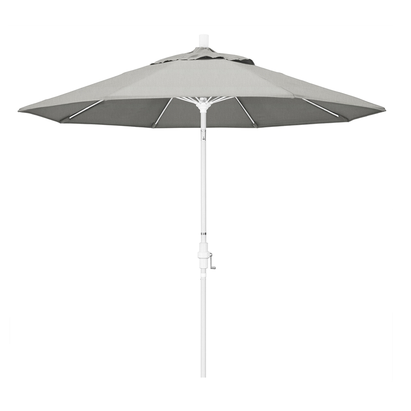Pemberly Row Skye 9' White Patio Umbrella in Sunbrella 1A Granite