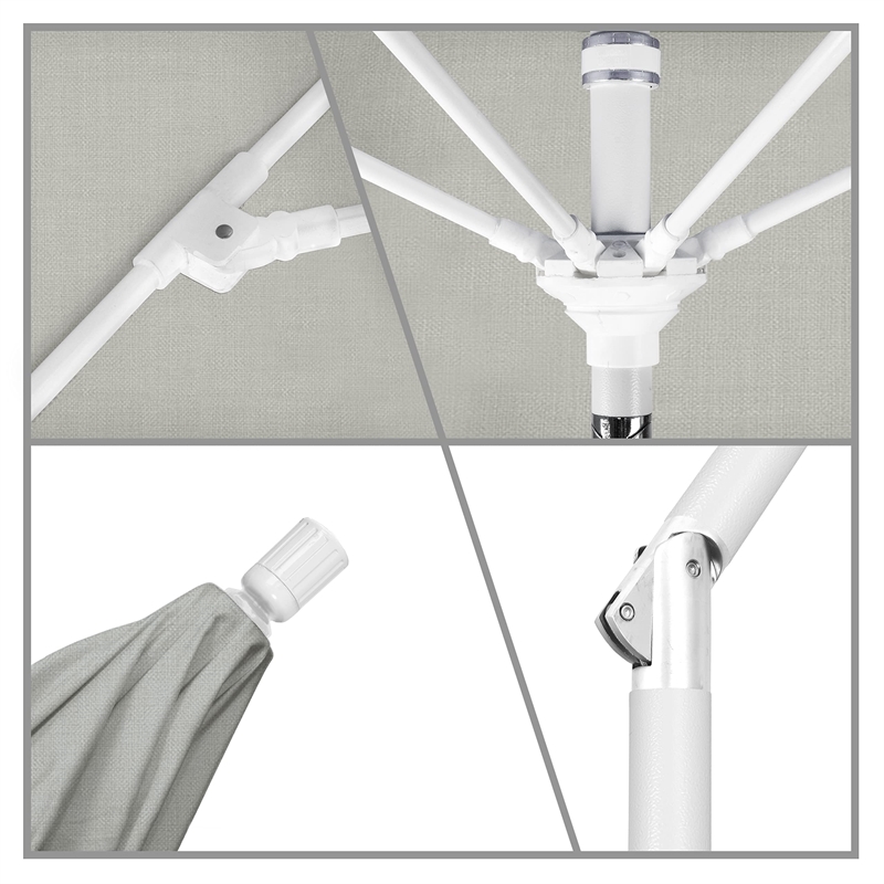 Pemberly Row Skye 9' White Patio Umbrella in Sunbrella 1A Granite