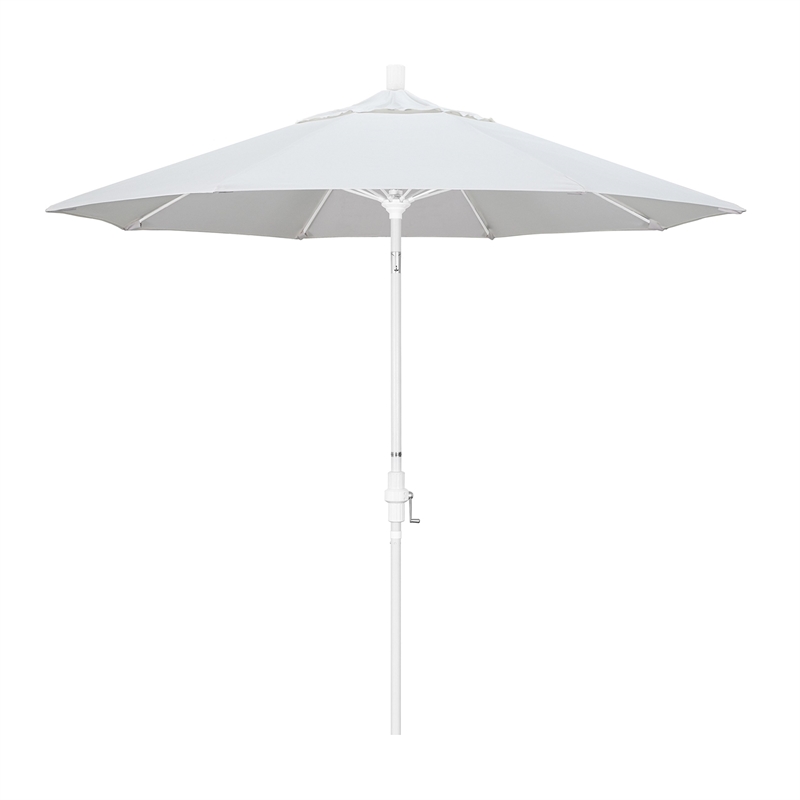 Pemberly Row Skye 9' White Patio Umbrella in Sunbrella 1A Natural
