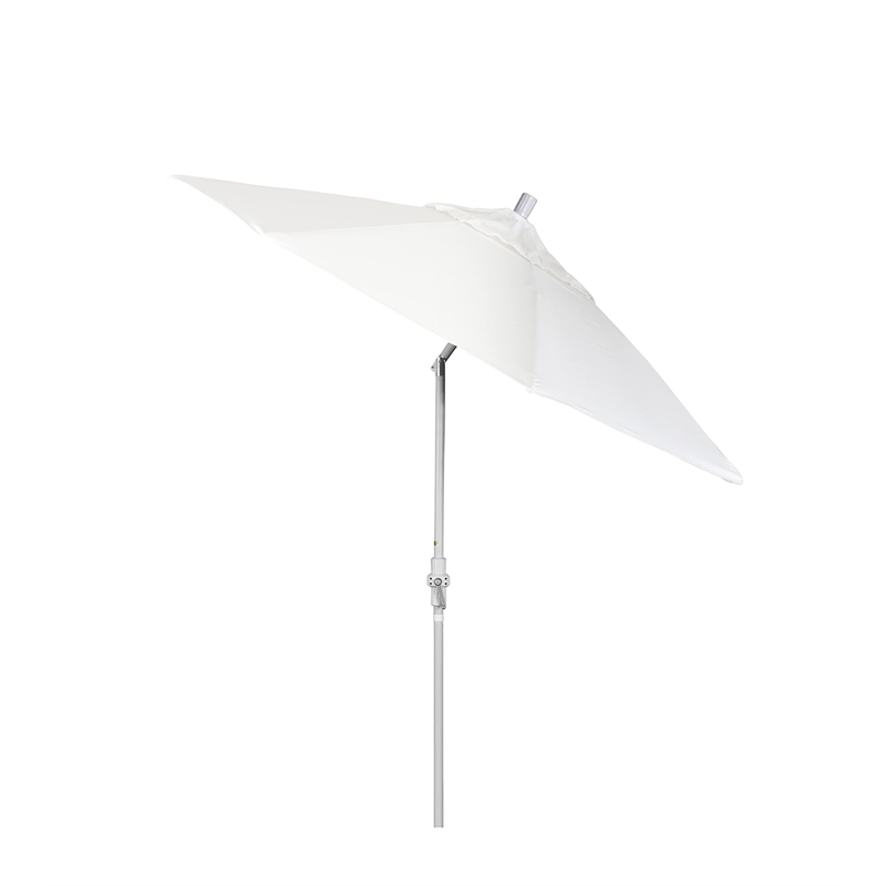 Pemberly Row Skye 9' White Patio Umbrella in Sunbrella 1A Natural
