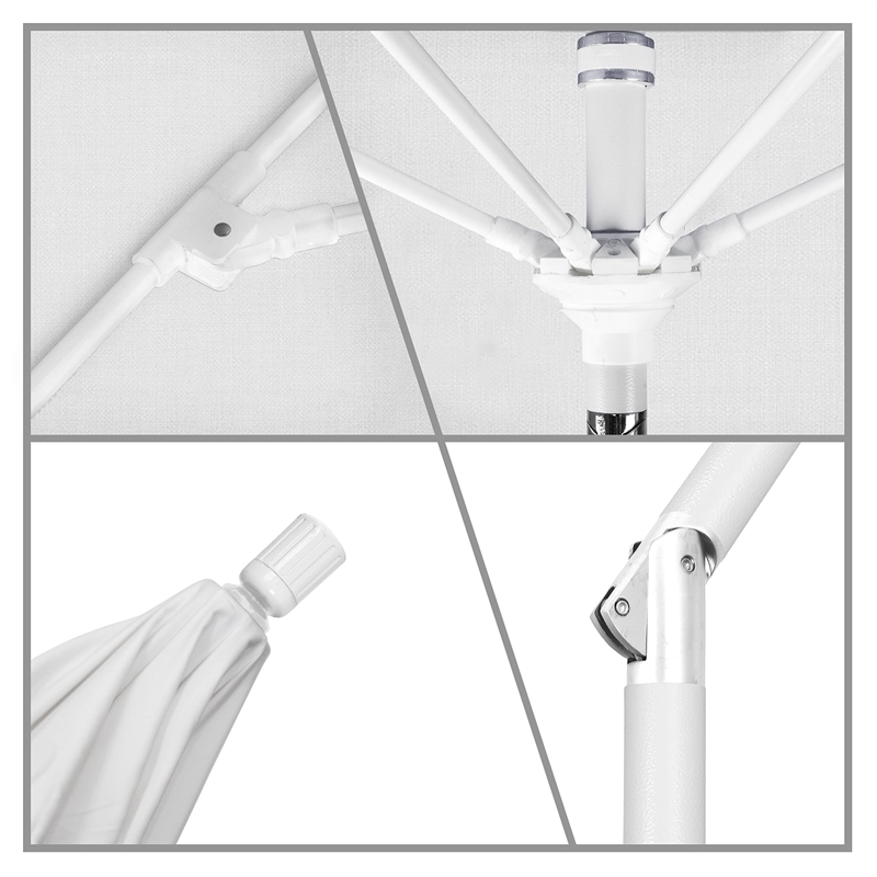 Pemberly Row Skye 9' White Patio Umbrella in Sunbrella 1A Natural