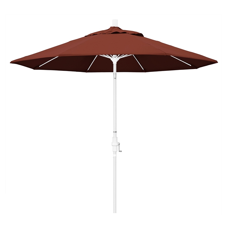 Pemberly Row Skye 9' White Patio Umbrella in Sunbrella 2A Henna