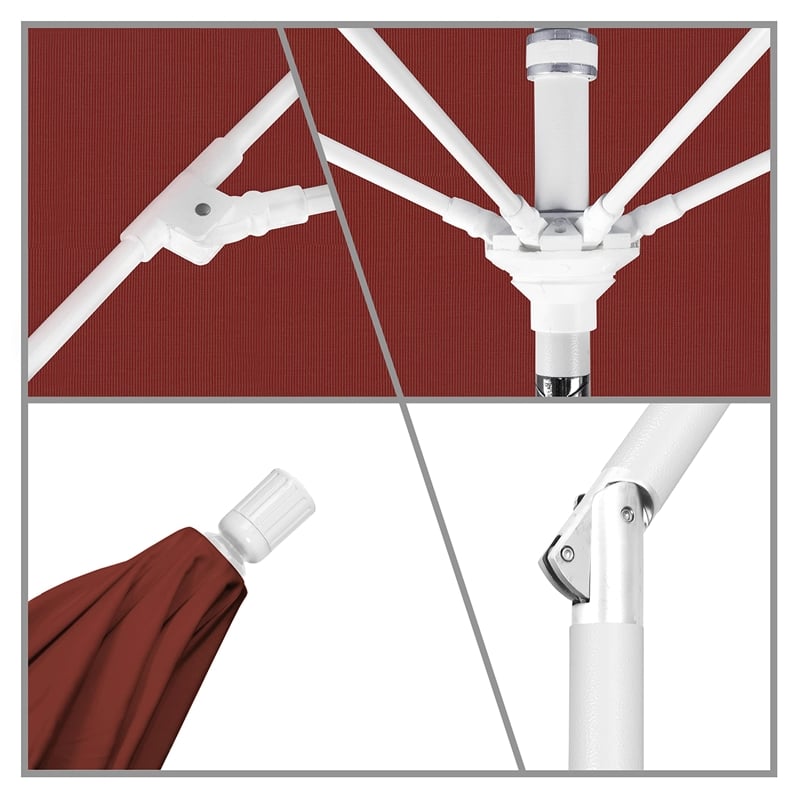 Pemberly Row Skye 9' White Patio Umbrella in Sunbrella 2A Henna