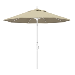 Pemberly Row Skye 9' White Patio Umbrella in Sunbrella 1A Antique Beige