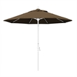 Pemberly Row Skye 9' White Patio Umbrella in Sunbrella 1A Cocoa