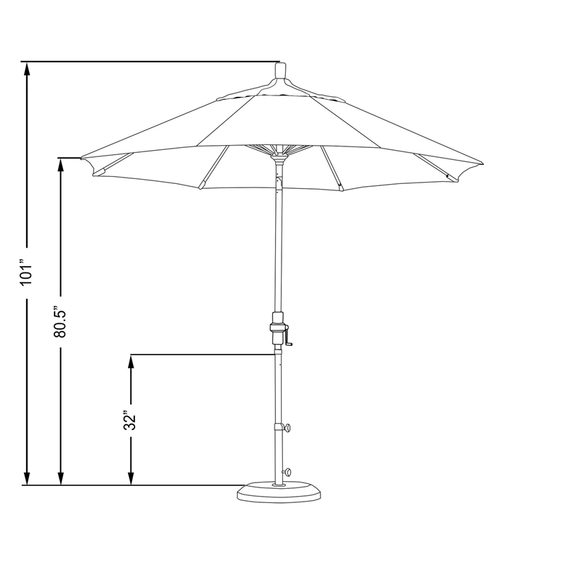 Pemberly Row Skye 9' White Patio Umbrella in Sunbrella 1A Cocoa