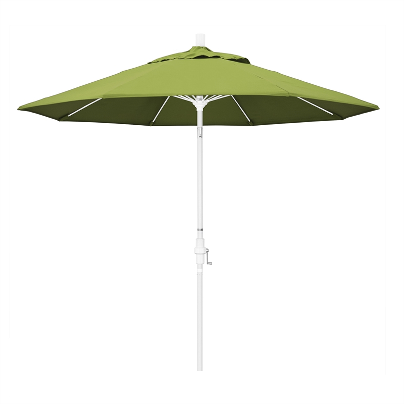 Pemberly Row Skye 9' White Patio Umbrella in Sunbrella 2A Macaw