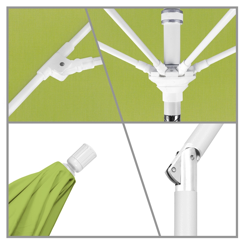 Pemberly Row Skye 9' White Patio Umbrella in Sunbrella 2A Macaw