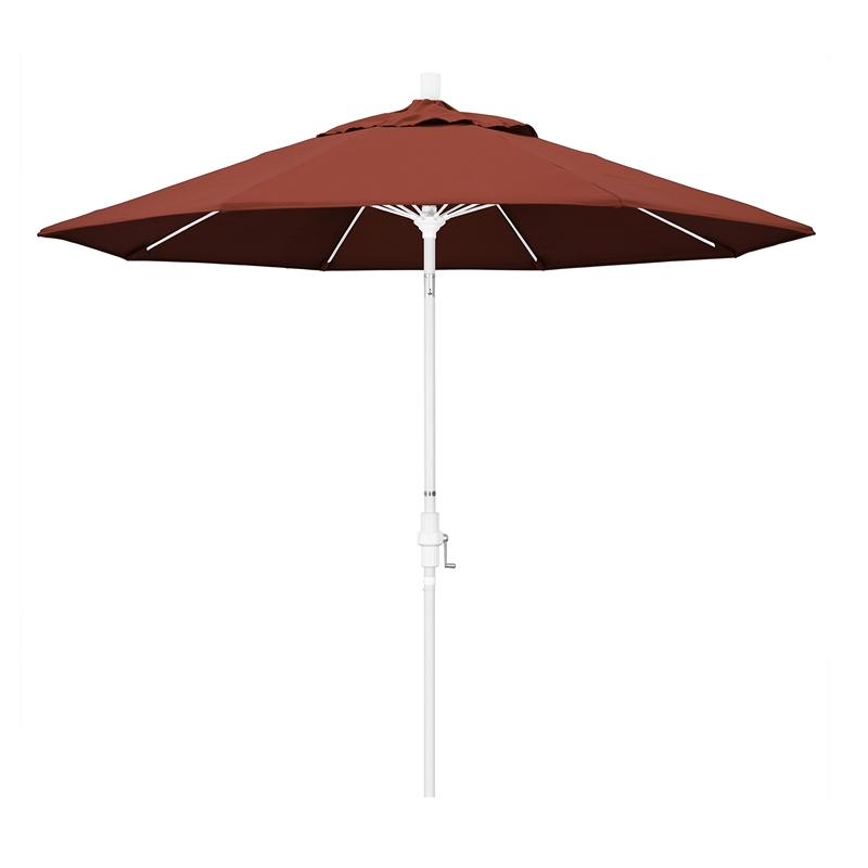Pemberly Row Skye 9' White Patio Umbrella in Sunbrella 2A Terracotta