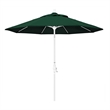 Pemberly Row Skye 9' White Patio Umbrella in Sunbrella 1A Forest Green