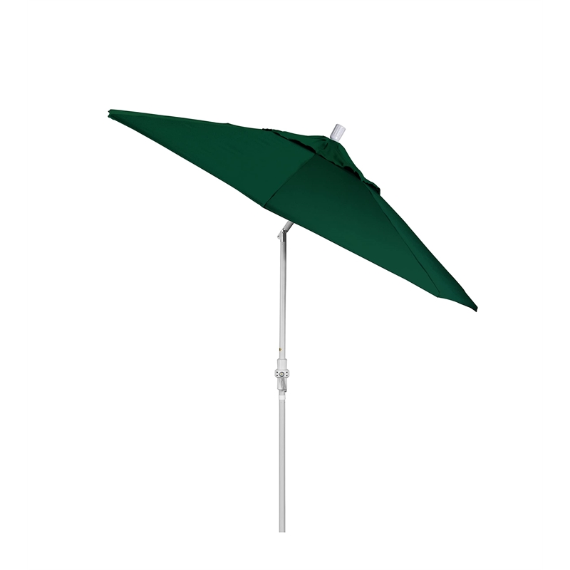 Pemberly Row Skye 9' White Patio Umbrella in Sunbrella 1A Forest Green