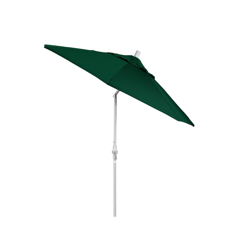 Pemberly Row Skye 9' White Patio Umbrella in Sunbrella 1A Forest Green