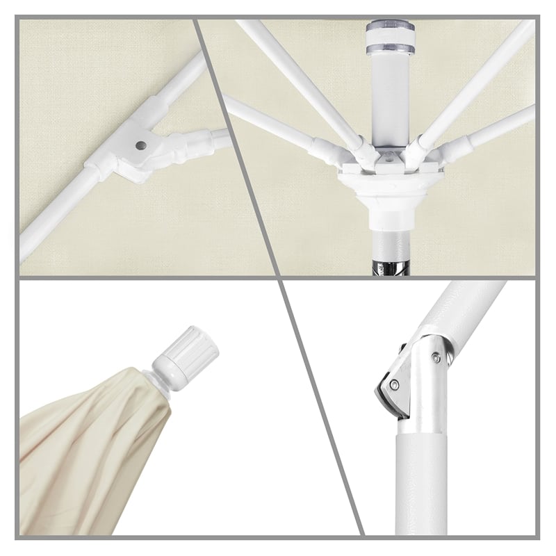 Pemberly Row Skye 9' White Patio Umbrella in Sunbrella 1A Canvas