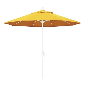 Pemberly Row Skye 9' White Patio Umbrella in Sunbrella 1A Sunflower Yellow