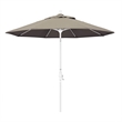 Pemberly Row Skye 9' White Patio Umbrella in Sunbrella 1A Taupe