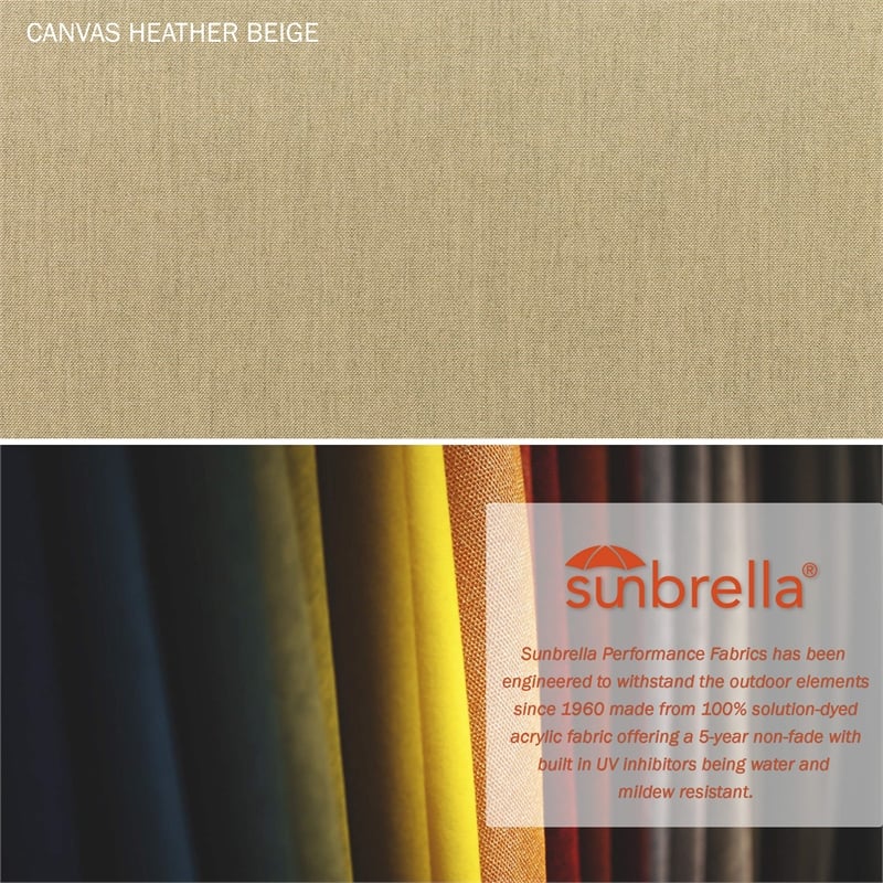 Pemberly Row Skye 9' White Patio Umbrella in Sunbrella 1A Heather Beige