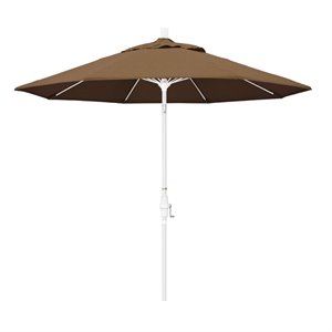 pemberly row skye 9' white patio umbrella in sunbrella 1a teak
