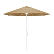 Pemberly Row Skye 9' White Patio Umbrella in Sunbrella 2A Linen Sesame
