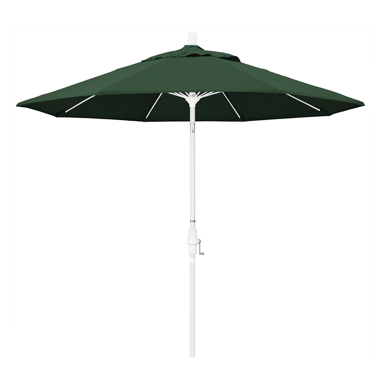 Pemberly Row Skye 9' White Patio Umbrella in Olefin Hunter Green