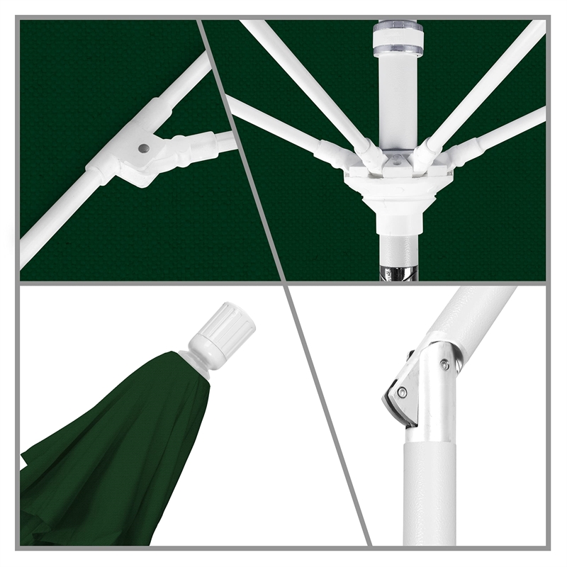 Pemberly Row Skye 9' White Patio Umbrella in Olefin Hunter Green