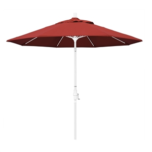 Pemberly Row Skye 9' White Patio Umbrella in Olefin Red
