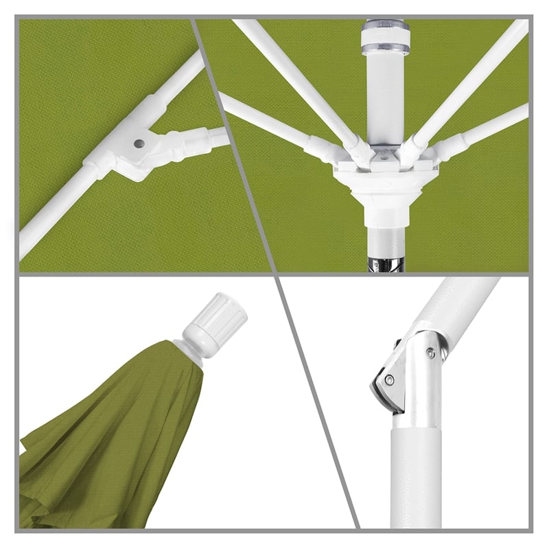 Pemberly Row Skye 9' White Patio Umbrella in Olefin Kiwi