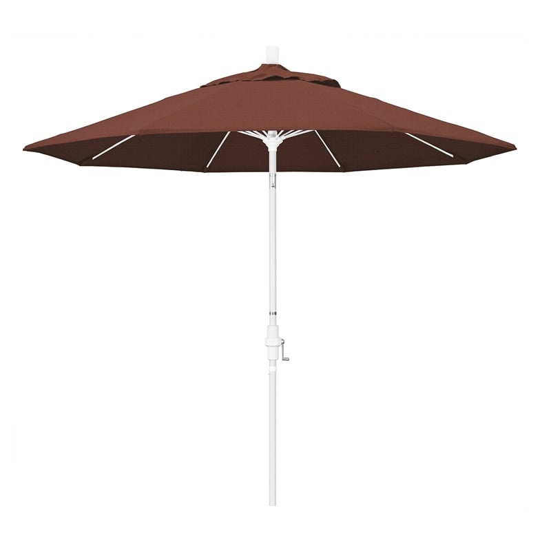 Pemberly Row Skye 9' White Patio Umbrella in Olefin Terracotta