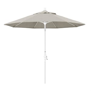 Pemberly Row Skye 9' White Patio Umbrella in Olefin Woven Granite